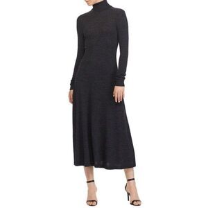 Lauren Ralph Lauren Black Long-Sleeve Turtleneck Midi Dress